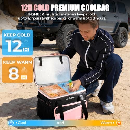 INSMEER Large Cool Bag 55 Cans 40L Foldable with Hard Top&Cup Holders — view 5