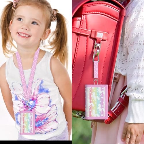 Larfraecy Kids Wallet with Lanyard for Girls Boys Wallets for Teenagers Trifold Coin Purse,ID Window,Key Chain Holder,Adjustable Neck Strap–Cartoon Velcro wallet for Christmas Birthday Gifts (Unicorn) — view 4