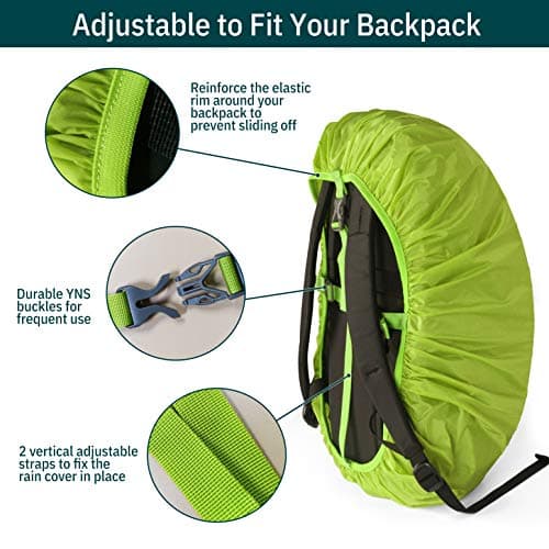 Unigear Rainproof Backpack Cover, 10-90L Waterproof Dustproof Durable Abrasion Resistant Protective Cover for Camping, Hiking, Travel, Cycling (Green, M) — view 4