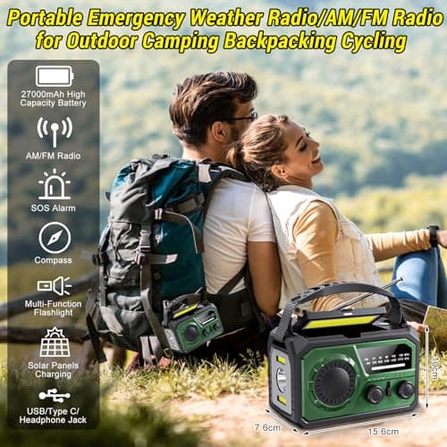 27000mAh Wind Up Radio, Emergency Crank Radio with Solar & Power Bank — view 6
