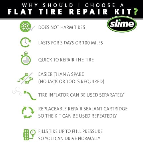 Slime CRK0305-IN Smart Repair Kit, Emergency Flat Tyre Puncture Repair, includes 473mL of Sealant and a Tyre Inflator, suitable for Cars and other Highway Vehicles, 15 Min Fix — view 6