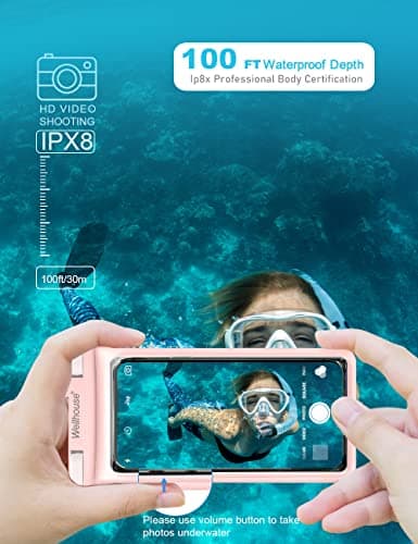 wellhouse Waterproof Phone Pouch Case, 3D Stereoscopic 7" Waterproof Cell Phone Dry Bag for iPhone15 14 13 XS XR X Pro Max Plus Mini, S22 S21 Ultra, IPX8 Underwater Phone Protector, Pink — view 2
