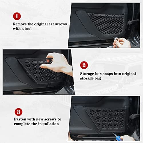 Z8 Metal Front Door Storage Pockets, Door Side Insert Organizer Box for 2007-2022 Jeep Wrangler JK JKU 2/4 Door Stainless Steel Latest Upgraded — view 5