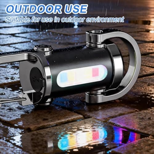 4 Pack 600LM Mini Keychain Flashlight Rechargeable, LED Keyring Torch Waterproof Led Pocket Torch Keyring Light 7 Modes Multifunctional Flashlights for Outdoor, Camping, Hiking [Energy Class A+++] — view 6