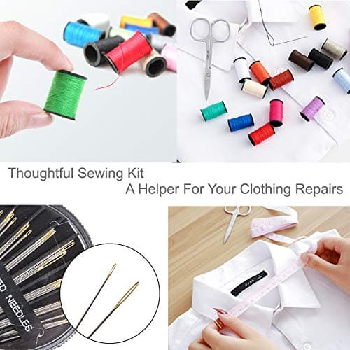 AUERVO Travel Mini Sewing Kit, Over 70 Premium Supplies, Filled with Needles, Scissors, Thimble, Thread, Tape Measure — view 6