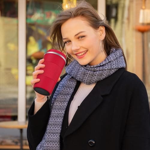 CS COSDDI Travel Mugs, Insulated Coffee Cup with Leakproof Lid - Reusable Coffee Cups Travel - Car Coffee Cup - Stainless Steel Coffee Mug for Hot and Cold Water and Tea(Red-A, 510 ml) — view 6