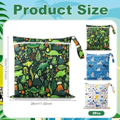 GSrenyu 3 Pcs Wet Bag Waterproof Wet Dry Bags, Reusable Nappy Bag Organiser — view 2