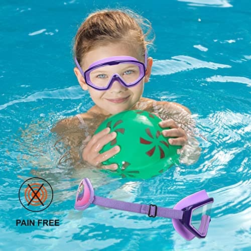 RUIGAO Kids Swim Goggles Age 4-7, Toddler Goggles No Tangle, Child Swimming Mask/Bungee Strap/Soft Band (1PK - Purple Princess) — view 6