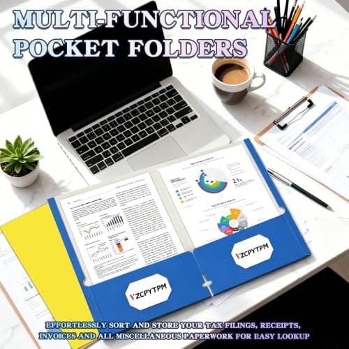 8 Packs Pocket File Folders,Assorted Color Two Pockets File Folder — view 3