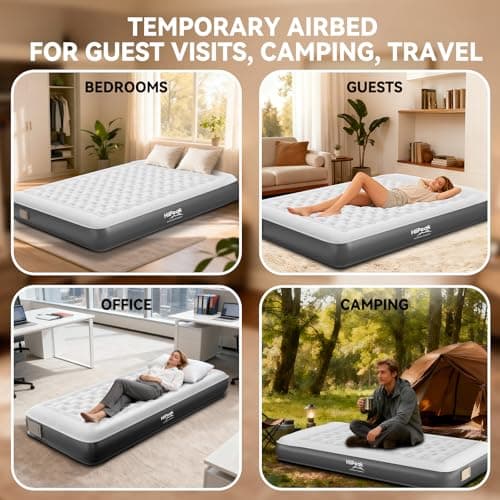 HiiPeak Single Inflatable Bed, 22cm Camping Air Mattress with Wireless Removable Built-in Pump, Blow Up Bed, Self Inflating Guest Bed All Night Stability, No Bad Smell for Tent Camping, Home, Guests — view 6