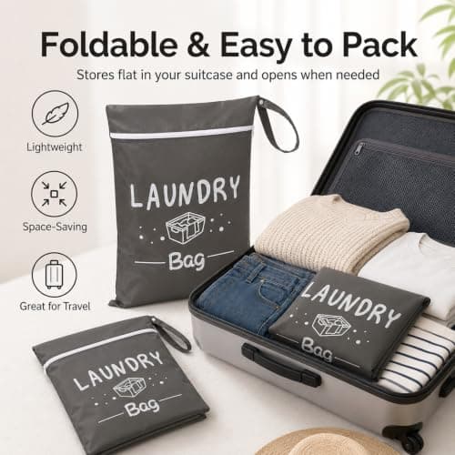 2 Pcs Travel Laundry Bags, Reusable Waterproof Bag, Home Holiday Camping — view 6