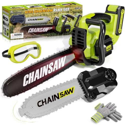 Pandapop Kids Tool Set, 2-in-1 Toy Chainsaw, Kids Outdoor Toys