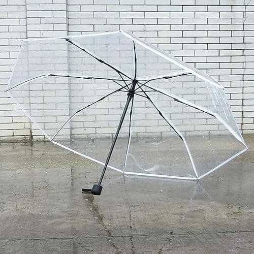 Gadgetking 2 PACK - MINI FOLDING UMBRELLA COMPACT LIGHTWEIGHT TRAVEL POCKET HANDBAG FOLDING FOR MENS LADIES CLEAR TRANSPARENT SEE THROUGH SMALL SIZE FOLDING WOMENS PORTABLE — view 5