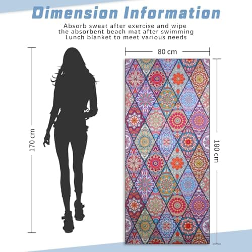 Vorvowry Microfibre Beach Towels for Adults Women Men Extra Large Lightweight Quick Dry Sand Free Travel Towel Double Sided Printing for Swim Sports with Mesh Bag 80×180cm Bohemia 1 Pack — view 6