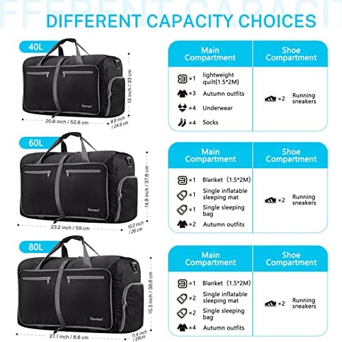 Gonex Foldable Travel Duffle Bag, 60L Lightweight with Shoe Compartment — view 5
