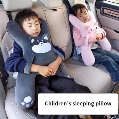 Car Pillow for Kids, H-shaped Neck And Back Comfort, Cozy Neck Head Support Sleeping Headrest for Travel, Hands & Seat Belt Slot, Washable And Compressible, Perfect for Car,Plane,Train,Boat & More — view 4
