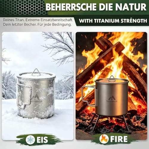 THTYBROS Titanium Camping Cup/Mug 750ML (25oz) with Lid & Mesh Storage Bag, Lightweight Titanium Cookware for Backpacking, Hiking, Travel, and Outdoor Survival Gear, Single Wall Design — view 2