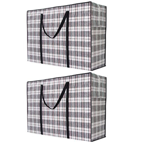 2PCS Laundry Bags, Large Strong Durable Storage Bags for Moving House Shopping and Laundry, Jumbo Reusable Zip Bag Storage Bags, 60x45x20Cmx120,M