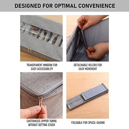 Noeborty Underbed Shoe Storage Bag Shoe Shelf for Under Bed Underbed Storage Box Shoe Storage Bag Large Capacity Shoe Storage with Transparent Window 6 Compartments — view 6