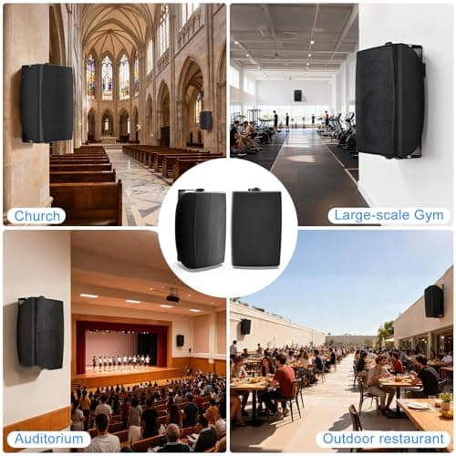 Herdio 8 Inch 600W Outdoor Bluetooth Speakers Waterproof Wired with Powerful Bass, TWS Pairing Wall Mount Durable Loud Sound System Suitable for Patio Garden Porch Backyard Home Theater (1 Pair Black) — view 6