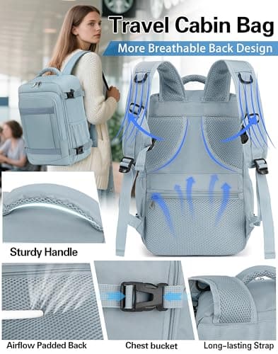 KLOSTAIN Cabin Bags 40x20x25 for Ryanair Underseat Travel Backpack Hand Luggage Carry-ons Bag Cabin Size 20L for Airplanes Flight Ruscksack Solid Color — view 5