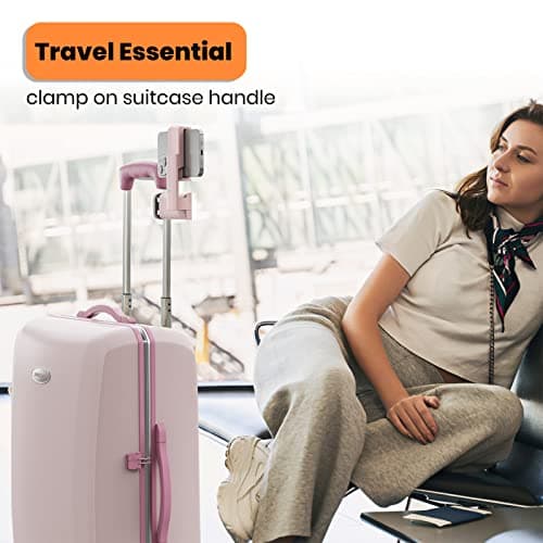 Airplane Phone Holder - Klearlook 4 in 1 Adjustable Phone Stand for Travel,360 Rotation Handsfree Viewing Flight Phone Holder,Foldable Travel Essentials,Accessory for Flying/Traveling/Home/Office-Pink — view 3