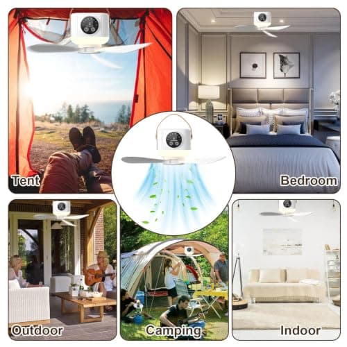 Portable Camping Fan, 7200 mAh Tent Fans with LED Light, Remote Control — view 6