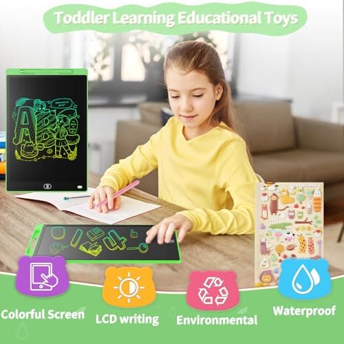 Genialba 8.5 inch LCD Writing Tablet - Colorful Screen Drawing Board for 2-6 Year Old Boys & Girls - Educational Toys Gifts for Birthday & Christmas (Green) — view 3