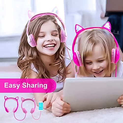 Olyre Kids Wired Headphones with Mic, LED Cat Ears Headset for Girls, Boys — view 5