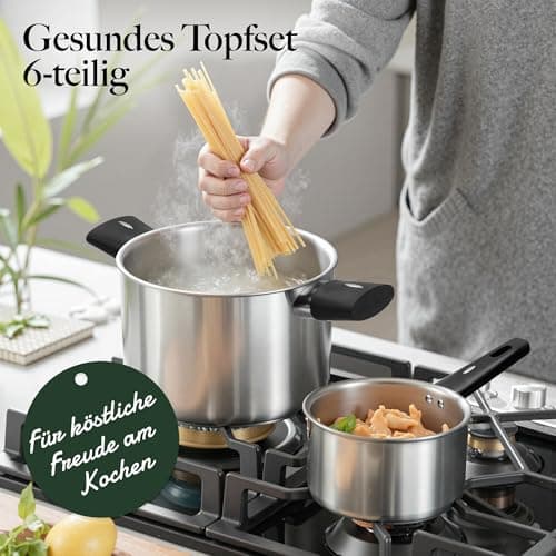 Stainless Steel Pots and Pans Set, 6-Piece Tri-Ply Induction Hob Pan Set — view 2