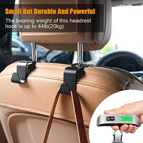 URAQT Auto Hooks, 4 Pack Car Storage Hooks Back Seat Headrest Hanger, Universal Car Handbag Hooks, Multifunctional Heavy Duty Storage Hooks for Auto Backseat — view 2