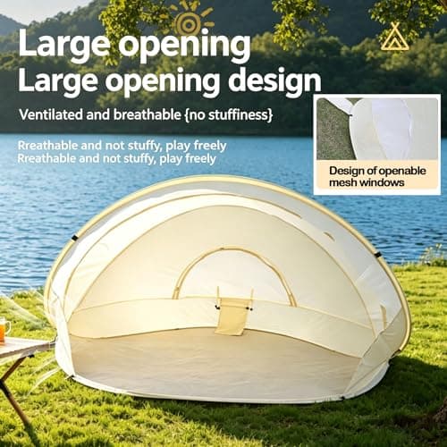 Portable Pop-Up Beach Tent, Outdoor Sun and Rain Protection Foldable Beach Shelter with Spacious Space, Easy to Set Up for Beaches, Gardens & Picnics — view 4