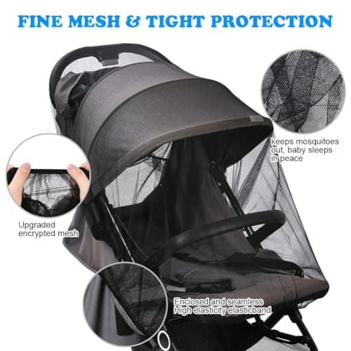 Vicloon Universal Baby Mosquito Net for Cot, Portable Pram Fly Insect Bug Net, Machine Washable Mesh Insect Protection Cover for Pushchair, Pram, Buggy and Carrycot (Black) — view 3