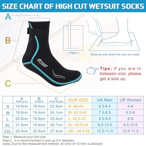 Rtdep Neoprene Socks, 3mm Wetsuit Sock, Swim Socks Women Men, Anti-Slip Thermal Swimming Socks, Water Sock for Diving Snorkeling Cold Water Swim Sea Sailing Kayaking（S） — view 6