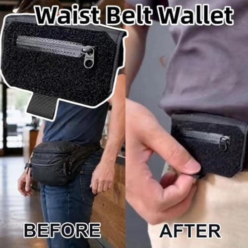 FiTspi Slim Belt Wallet, Concealed Retractable Quick Access Purse Storage Bag for Cash, Cards & ID, Undercover Hidden Blocking Travel Waist Pouch, Anti-Theft Wallets Bumbag for Men Women — view 4