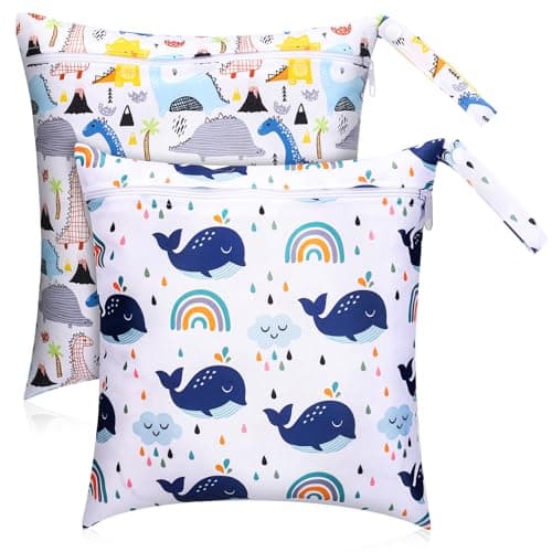 GSrenyu 2 Pcs Wet Bag for Swimming,Waterproof Baby Wet Bag,Reusable Nappy Bag Organiser,Washable Wet Dry Bag for Swimming Camping Travel Beach