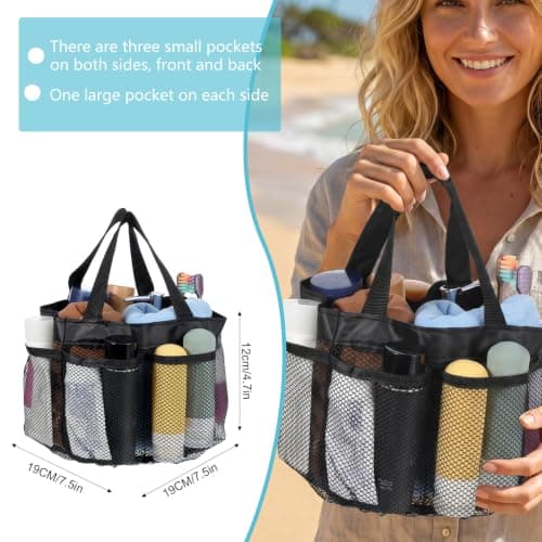 Dimeho Mesh Shower Caddy Bag Portable Bath Tote Basket 8 Storage Pocket Hangable Quick Dry Large Capacity Toiletry Organizer Bag for Travel Gym College Dorm Beach Swimming Pool Camp — view 2