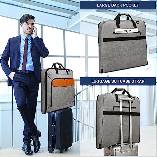 PUSLOM Garment Bags for Travel Large Suit Bag for Men Women, Grey — view 2