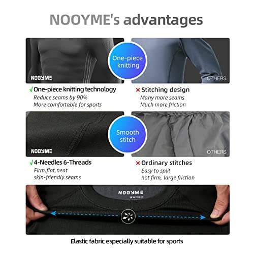 NOOYME Men's Thermals Base Layers Ski Compression Top & Bottoms Set — view 4