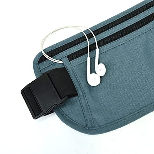 RFID Blocking Money Belt for Men Women, Slim Fanny Pack for Travel，Running,Conceal Waist Wallet for Passport Holder,Phone,Cash(Black Turquoise) — view 4