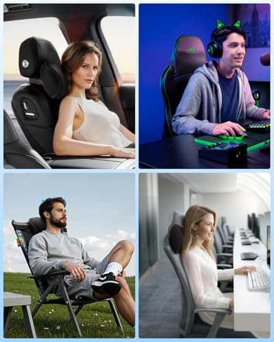 Aukee Memory Foam Car Neck Pillow Soft Leather Headrest for Driving Home Office Black (1PC) — view 6