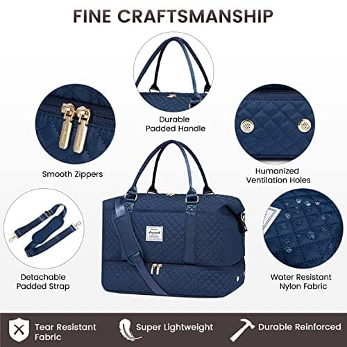 LOVEVOOK Travel Gym Holdall with Wash Bag - Weekend Overnight Duffel with Shoe Compartment - Waterproof Large Cabin Hand Luggage for Ryanair EasyJet Hospital Vacation — view 5