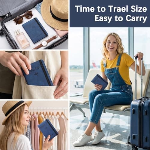 YANJINGSHE Anti-Magnetic Passport Cover – Slim Passport Wallet with Elastic Band, Dark Blue — view 6