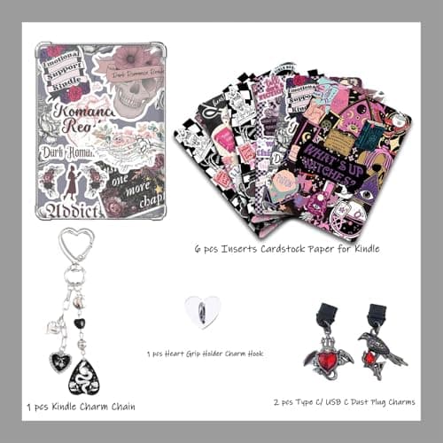 VelvetGlow 6 Pcs Inserts For E-Reader Clear Case and 2 Pcs Type C Charms Phone Charm Set, 6.8"X4.8" Cardstock Inserts Compatible With Paper White 11th/12th Generation Colorsoft (6.8" X 4.8") — view 4