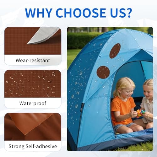 Skystuff Self-Adhesive Nylon Patches for Clothing & Tent Repair Kit – 48PCS Waterproof Ripstop Fabric Repair Tape for Down Jacket, Puffer Coat, Sleeping Bag, Backpack, Outdoor Gear Fix, Light Coffee — view 3