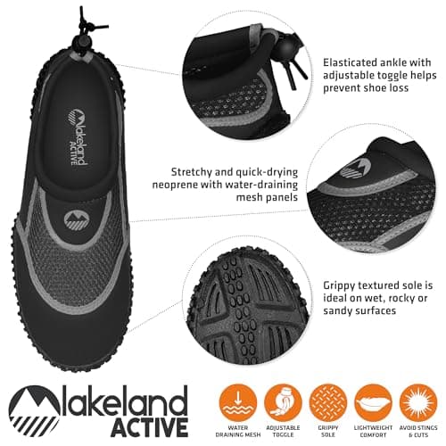 Lakeland Active Men’s Eden Water Shoes - Adjustable, Quick Drying & Breathable for Beach and Swimming - Black/Grey - 1 UK — view 4