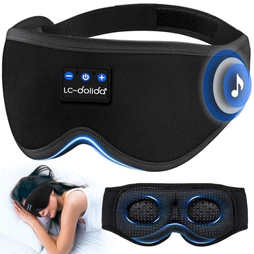 LC-dolida Bluetooth Sleep Mask Headphones Complete Blackout 3D Deep Eye Mask with Headphones Bluetooth V5.4 Can Play 15Hrs Breathable Eye mask with Earphones for Travel,Nap Sleeping,Shift Work