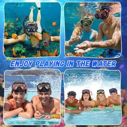 Relaxweex 4 Pack Adult Swim Goggles with Nose Cover Snorkel Diving Mask Elastic Strap Scuba Mask Underwater Swimming Goggle(Black, Blue, Red, Yellow) — view 6