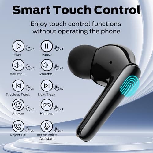 Wireless Earbuds, Bluetooth Earphones with 40H Playtime, In Ear Headphones for Running, Wireless Noise Cancelling Earbuds with 4 ENC, IPX6 Waterproof Sport Earphones for Gym, Travel, USB-C (Black) — view 5
