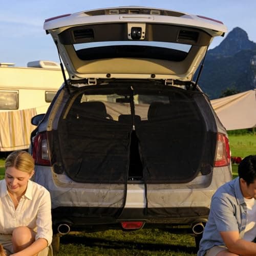 Car Tailgate Mesh Screen - 58x57inch Fly-Proof Magnetic Tent, SUV Sun Protection Net Camping Tent | for Travel Road Trip Picnic Tailgating Overlanding Van RV Protection Shade — view 3
